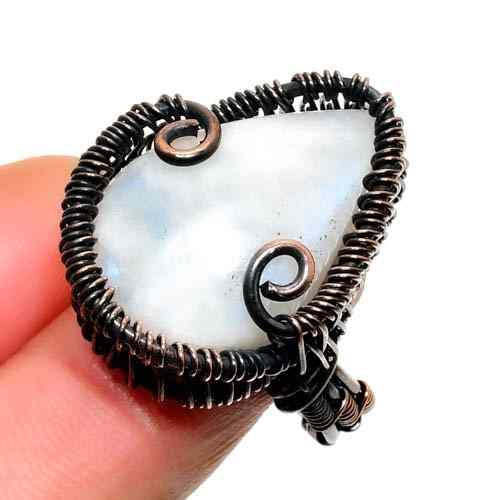 Moonlit Grace – Oxidized Copper Moonstone Ring