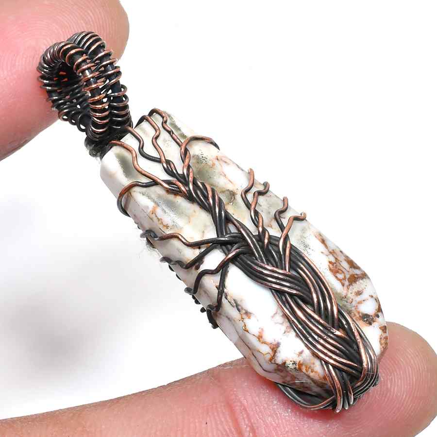 Verdant Soul – Copper-Wrapped Stone Pendant