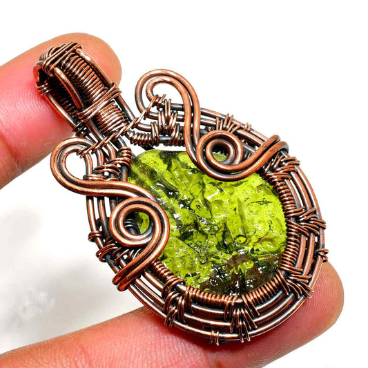 Gaia’s Glow – Peridot Copper Pendant