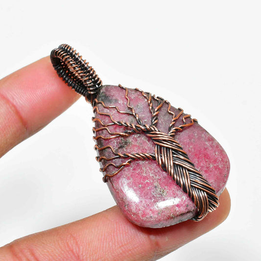 Gaia’s Arbor – Rhodonite Copper Pendant