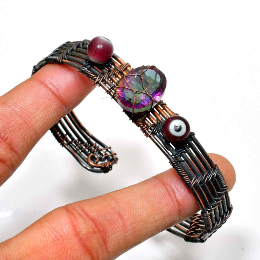 Mystic Harmony – Amethyst Copper Wire Bracelet
