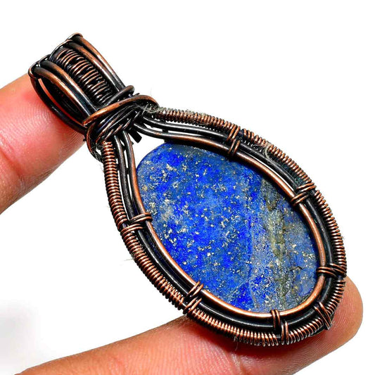 Celestial Whisper – Lapis Lazuli Copper Pendant