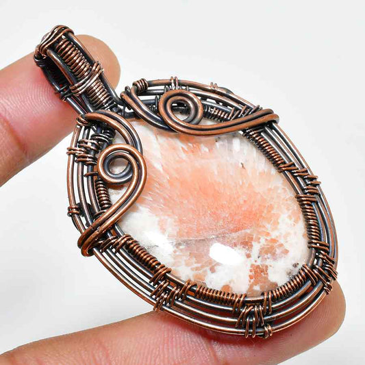 Ember’s Embrace – Orange Crystal Copper Pendant