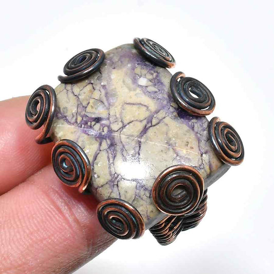 Selene’s Harmony – Purple Stone Copper Ring