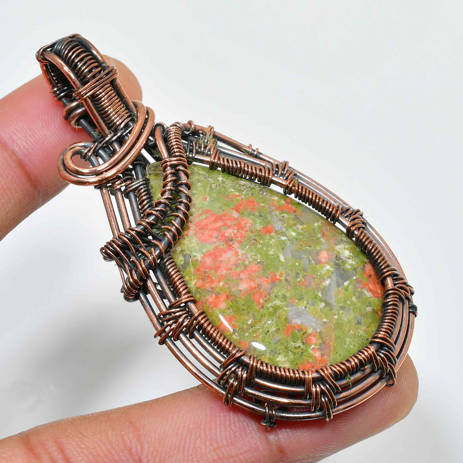 Gaia’s Embrace – Jasper & Oxidized Copper Pendant