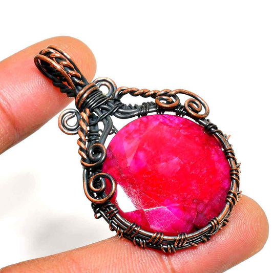 Scarlet Ember – Ruby & Copper Pendant