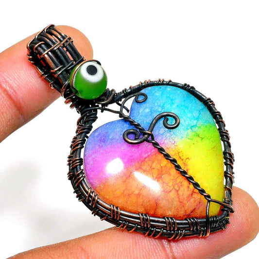 Radiant Heart – Colorful Copper Wrapped Pendant