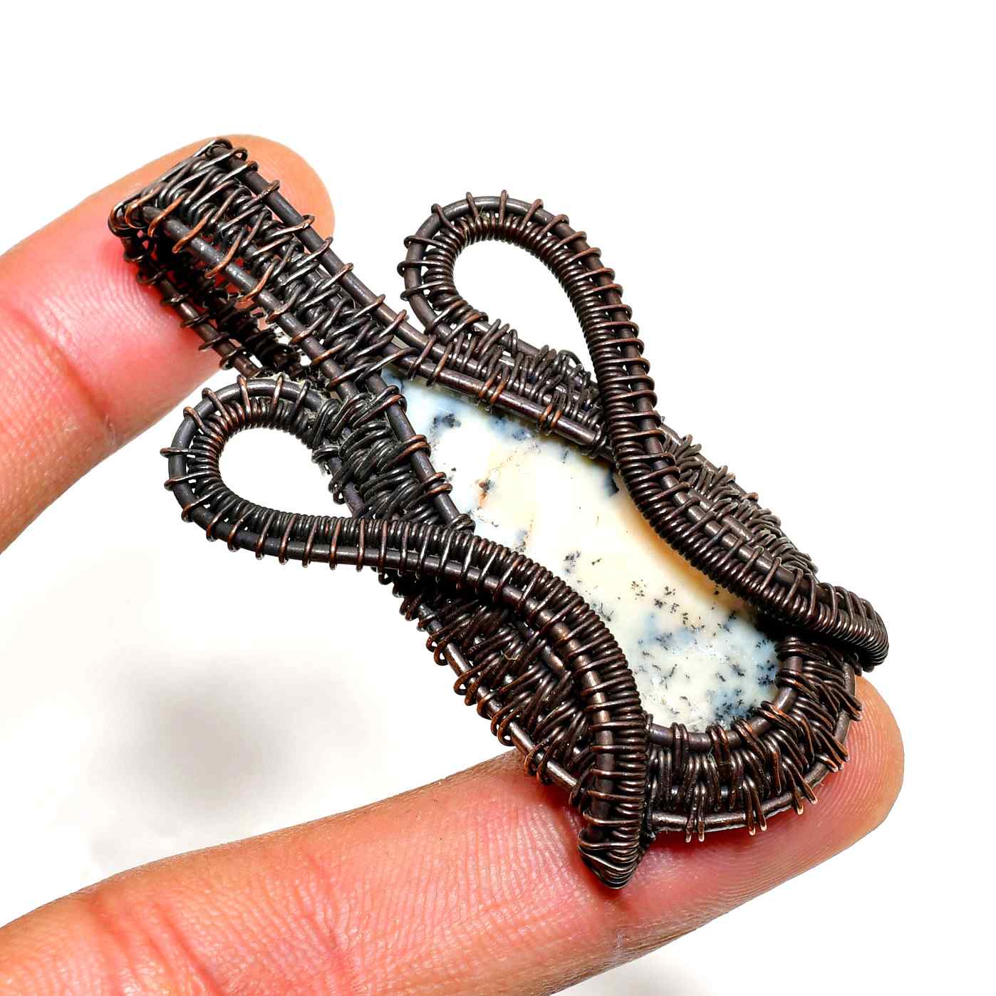 Gaia’s Muse – Oxidized Copper & Natural Stone Pendant
