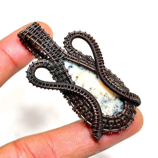 Gaia’s Muse – Oxidized Copper & Natural Stone Pendant