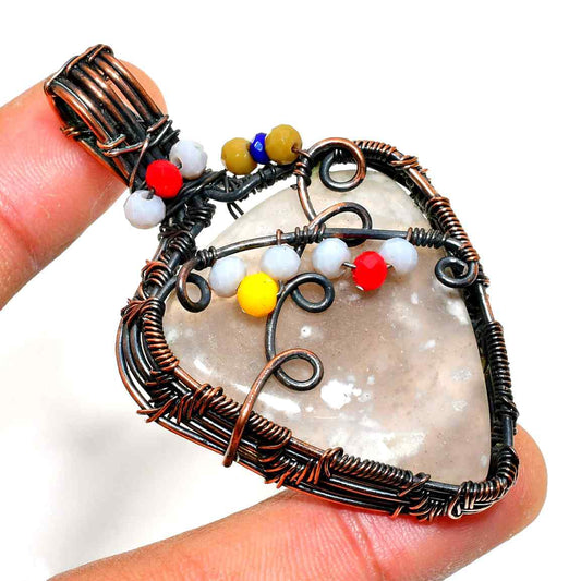 Celeste’s Embrace – Quartz & Copper Pendant