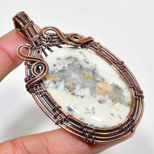 Nature’s Embrace – Marbleized Stone Copper Pendant