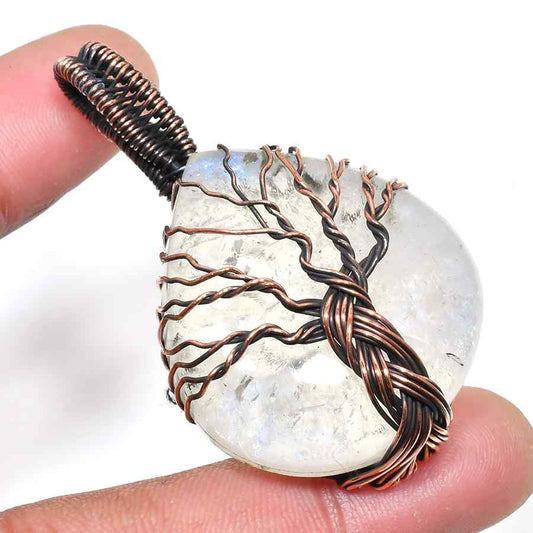 Gaia’s Embrace – Clear Quartz Tree of Life Pendant