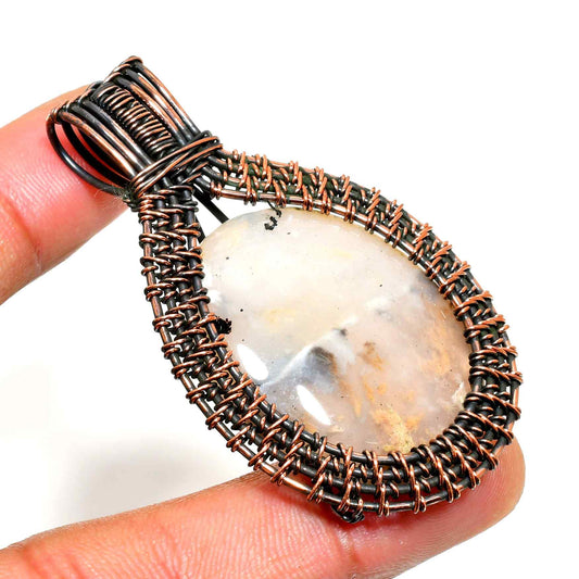 Ezra’s Veil – Artisan Copper & Quartz Pendant