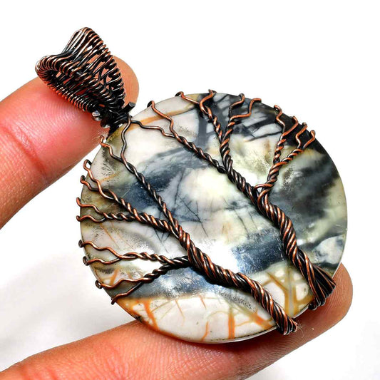 Ember’s Embrace – Tree Agate Copper Pendant