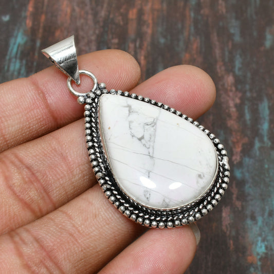 Serenity Drop – White Howlite Teardrop Pendant