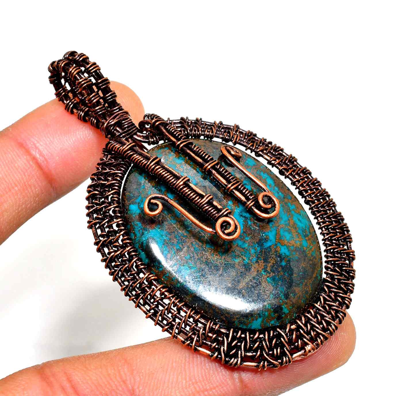 Harmony’s Embrace – Turquoise Copper Pendant