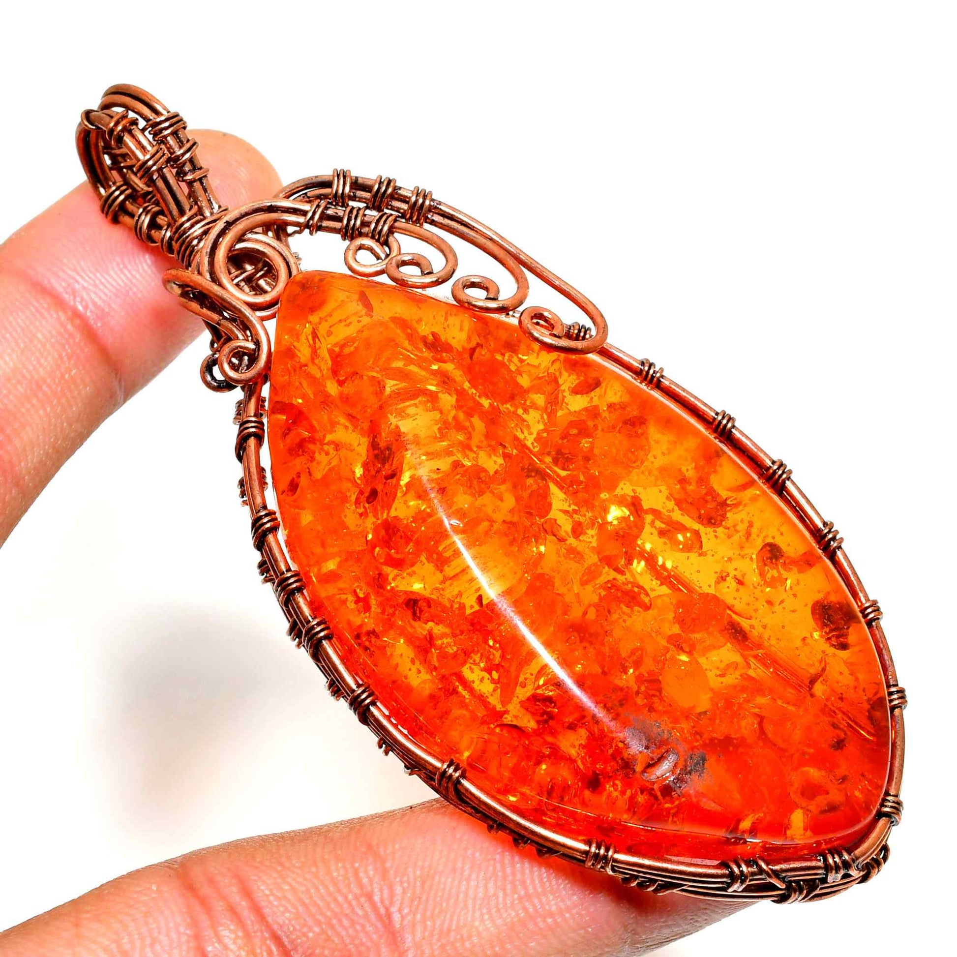 Auric Ember – Handcrafted Amber & Copper Pendant