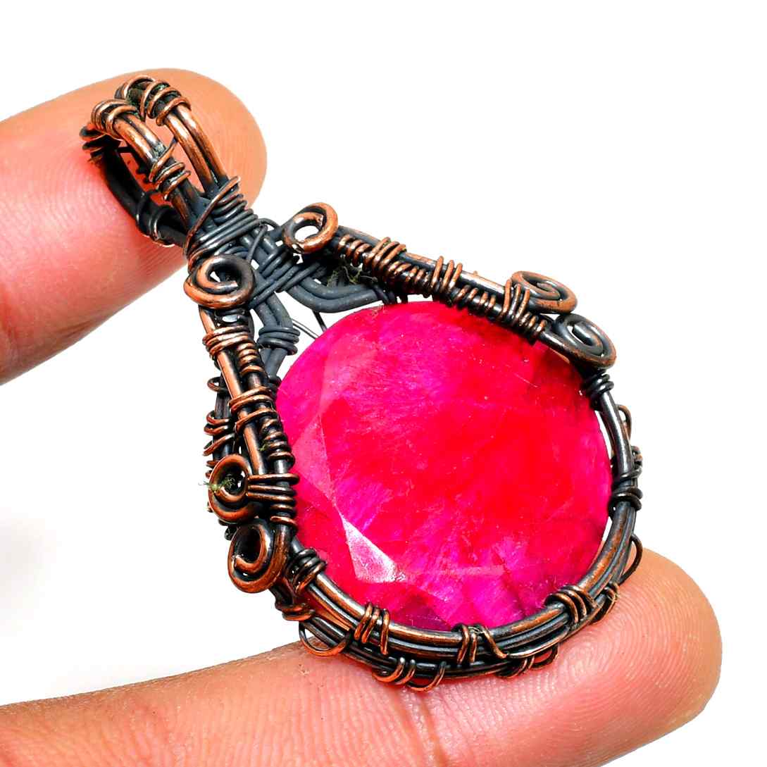 Crimson Ember – Ruby Copper Pendant