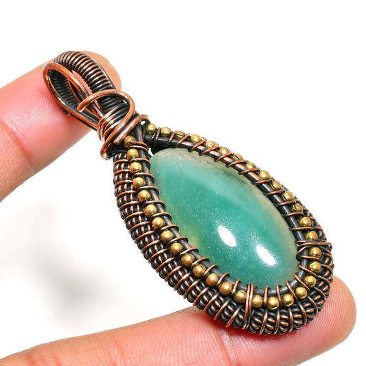 Ocean’s Embrace – Aqua Crystal & Copper Pendant