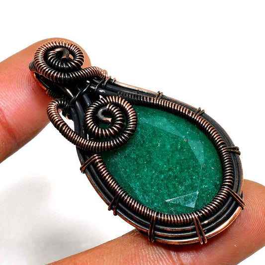 Verdant Harmony – Aventurine Copper Pendant