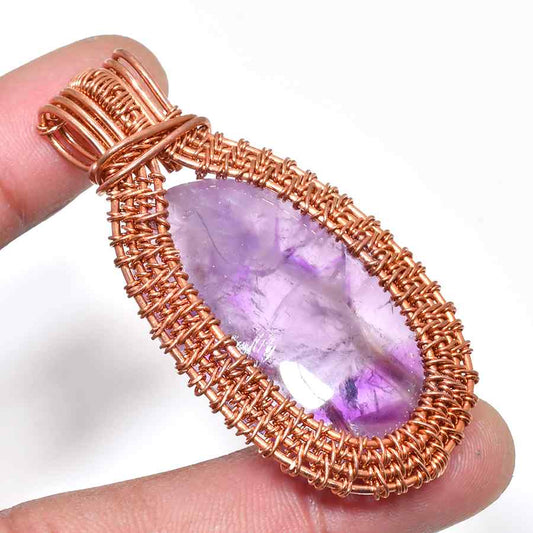 Ezra’s Veil – Amethyst & Oxidized Copper Pendant