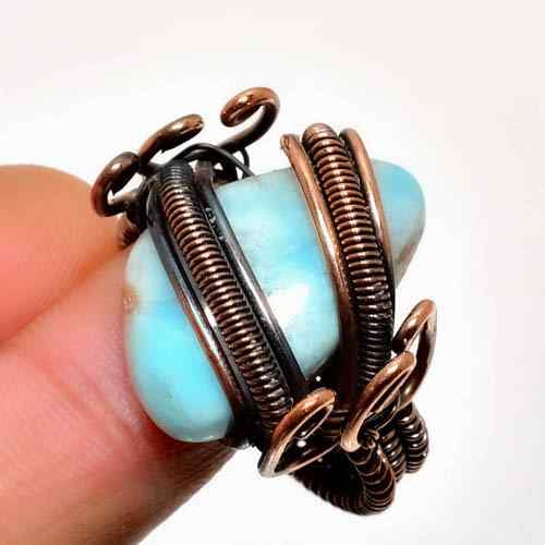 Ocean’s Whisper – Larimar Copper Ring