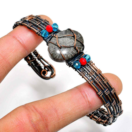Terra’s Embrace – Oxidized Copper Stone Bracelet