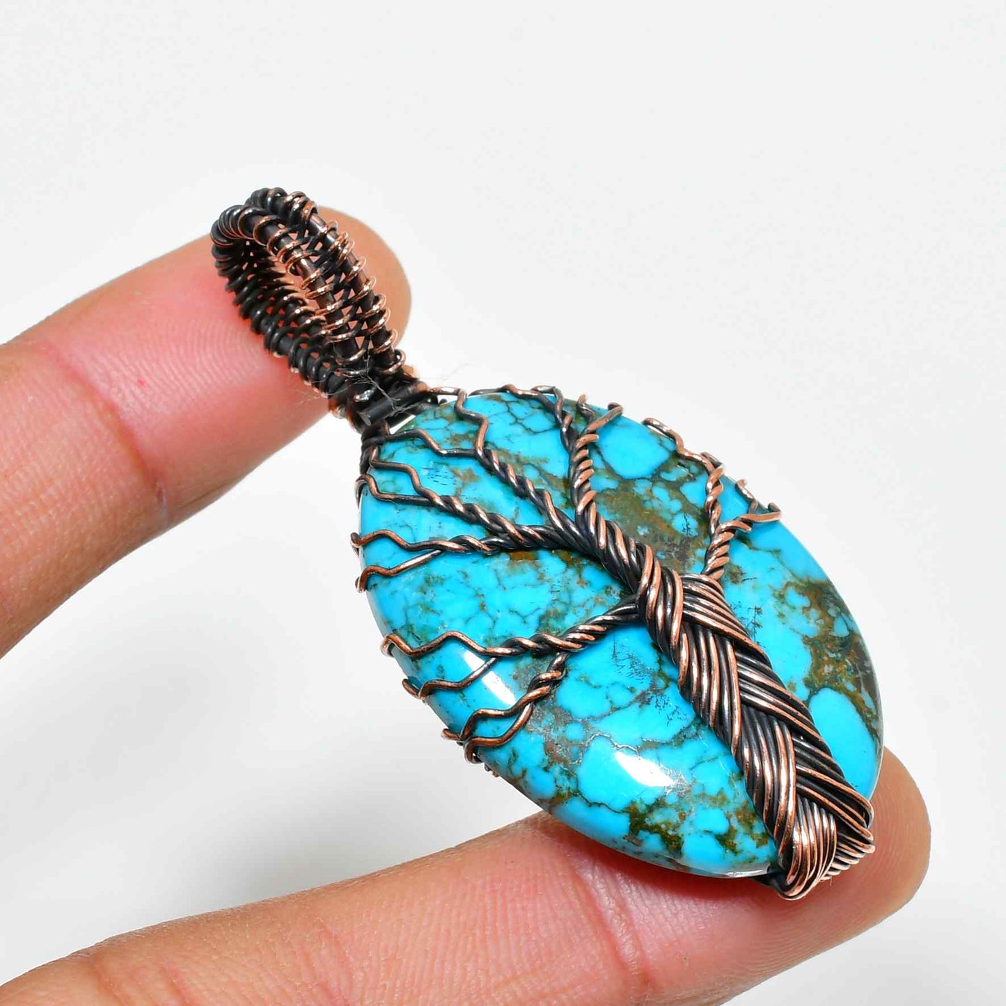 Harmony’s Embrace – Turquoise Oxidized Copper Pendant