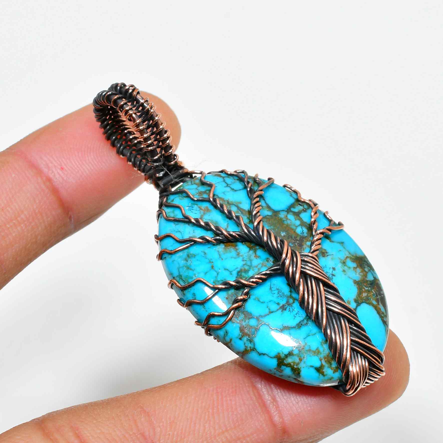 Harmony’s Embrace – Turquoise Oxidized Copper Pendant
