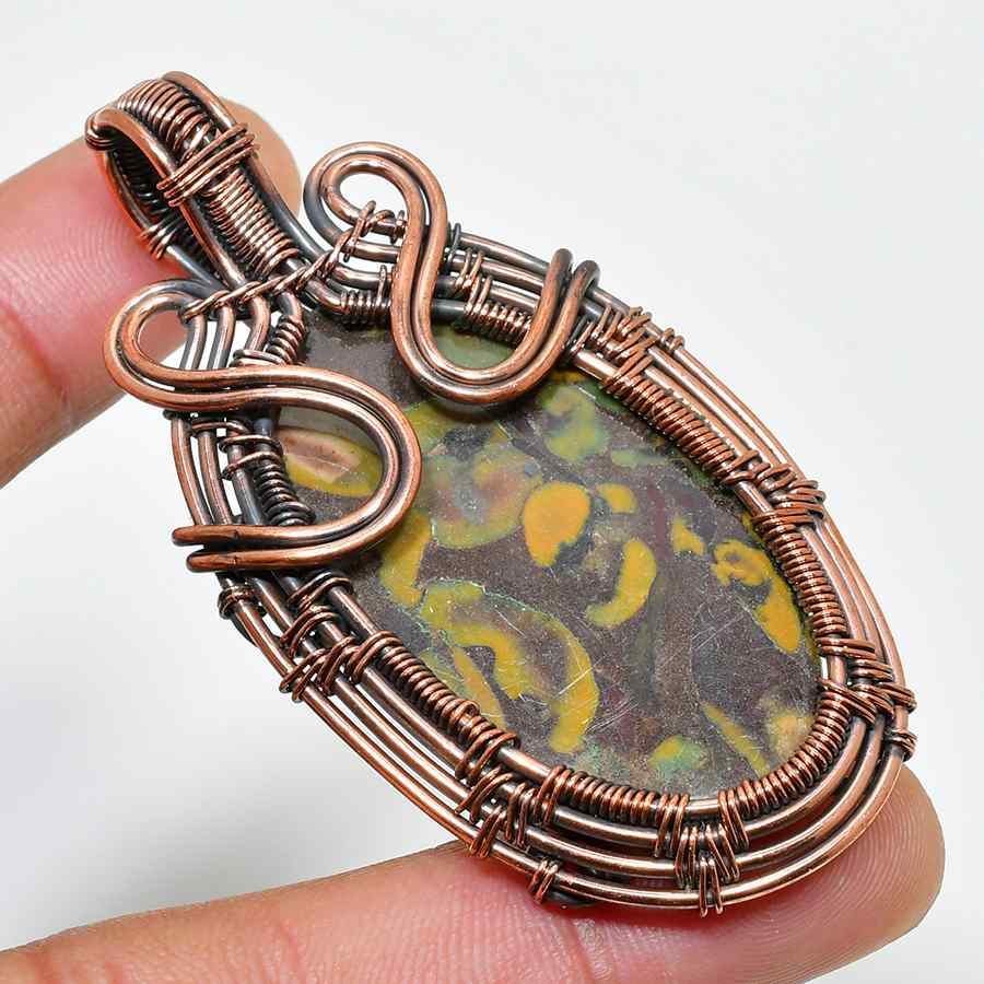 Gaia’s Embrace – Oxidized Copper & Natural Stone Pendant