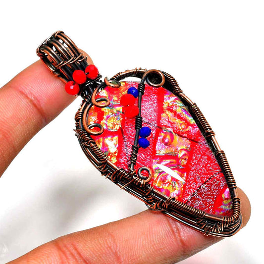 Fiery Whisper – Red Gemstone Copper Pendant