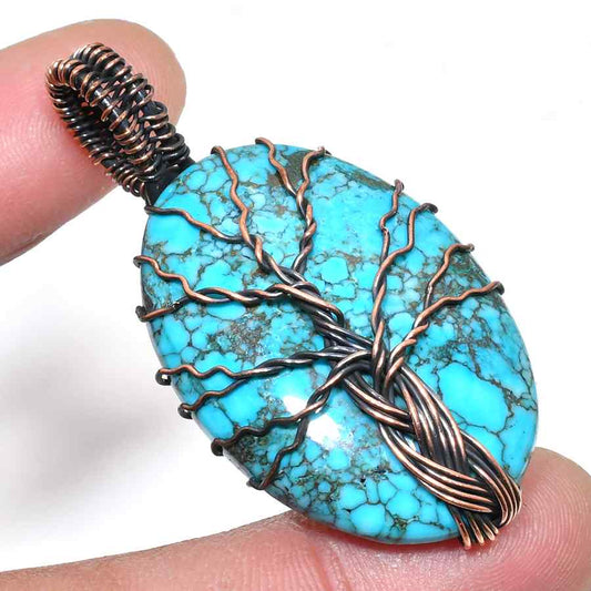 Ocean’s Embrace – Turquoise Copper Pendant