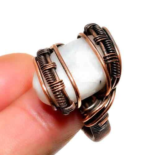 Moonlit Serenity – White Stone Copper Ring