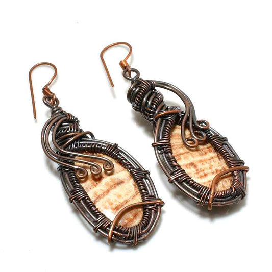 Earthsong – Copper Wire Wrapped Jasper Earrings