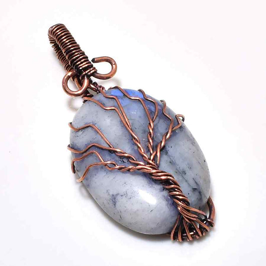 Celestial Serenity – Blue Lace Agate Copper Pendant