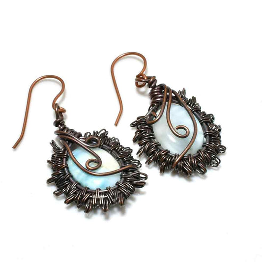 Moonlit Dreams – Oxidized Copper Moonstone Earrings