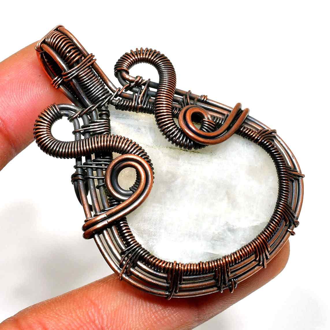 Ezra’s Veil – Quartz & Oxidized Copper Pendant