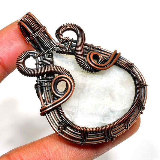 Ezra’s Veil – Quartz & Oxidized Copper Pendant