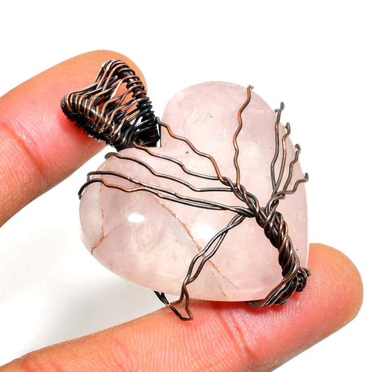 Heart of Serenity – Rose Quartz & Copper Pendant
