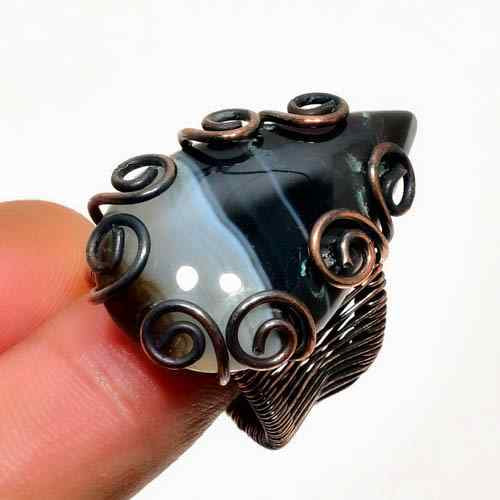 Terra’s Anchor – Black Agate Copper Ring