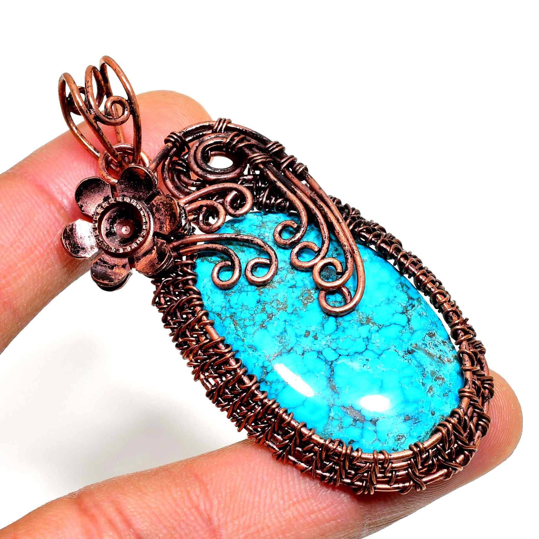 Serenity’s Thread – Turquoise & Oxidized Copper Pendant