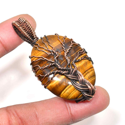 Gaia’s Gaze – Tiger’s Eye Copper Tree of Life Pendant