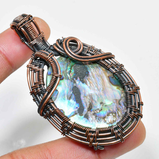 Ocean’s Embrace – Abalone Copper Pendant