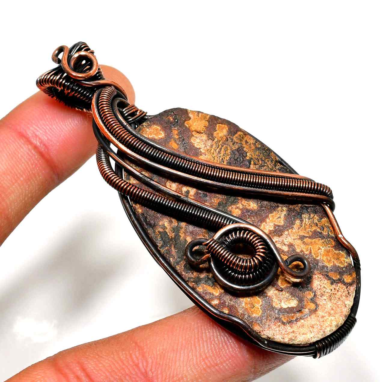 Earth’s Embrace – Copper & Natural Stone Pendant