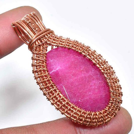 Love’s Embrace – Pink Tourmaline Copper Pendant
