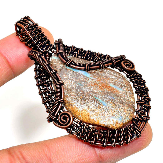 Glinting Serenity – Copper & Natural Stone Pendant
