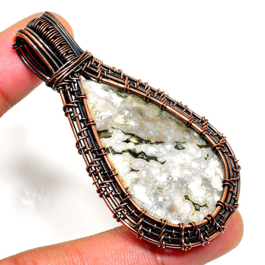 Gaia’s Embrace – Oxidized Copper Agate Pendant