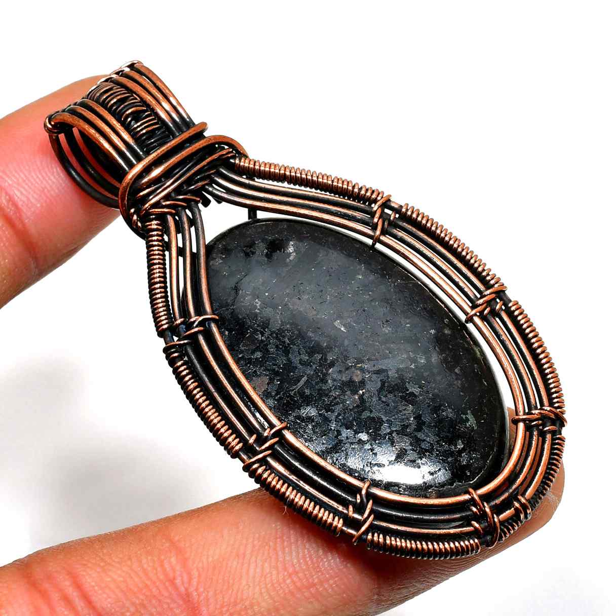 Earth’s Embrace – Black Tourmaline Copper Pendant