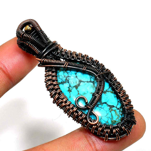 Turquoise Whisper – Hand-Wrapped Copper & Turquoise Pendant