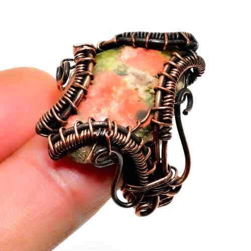 Compassion’s Glow – Rhodonite Copper Ring